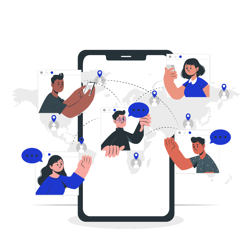 Ilustración: trámites de gestoría realizados de forma telemática desde cualquier parte del mundo